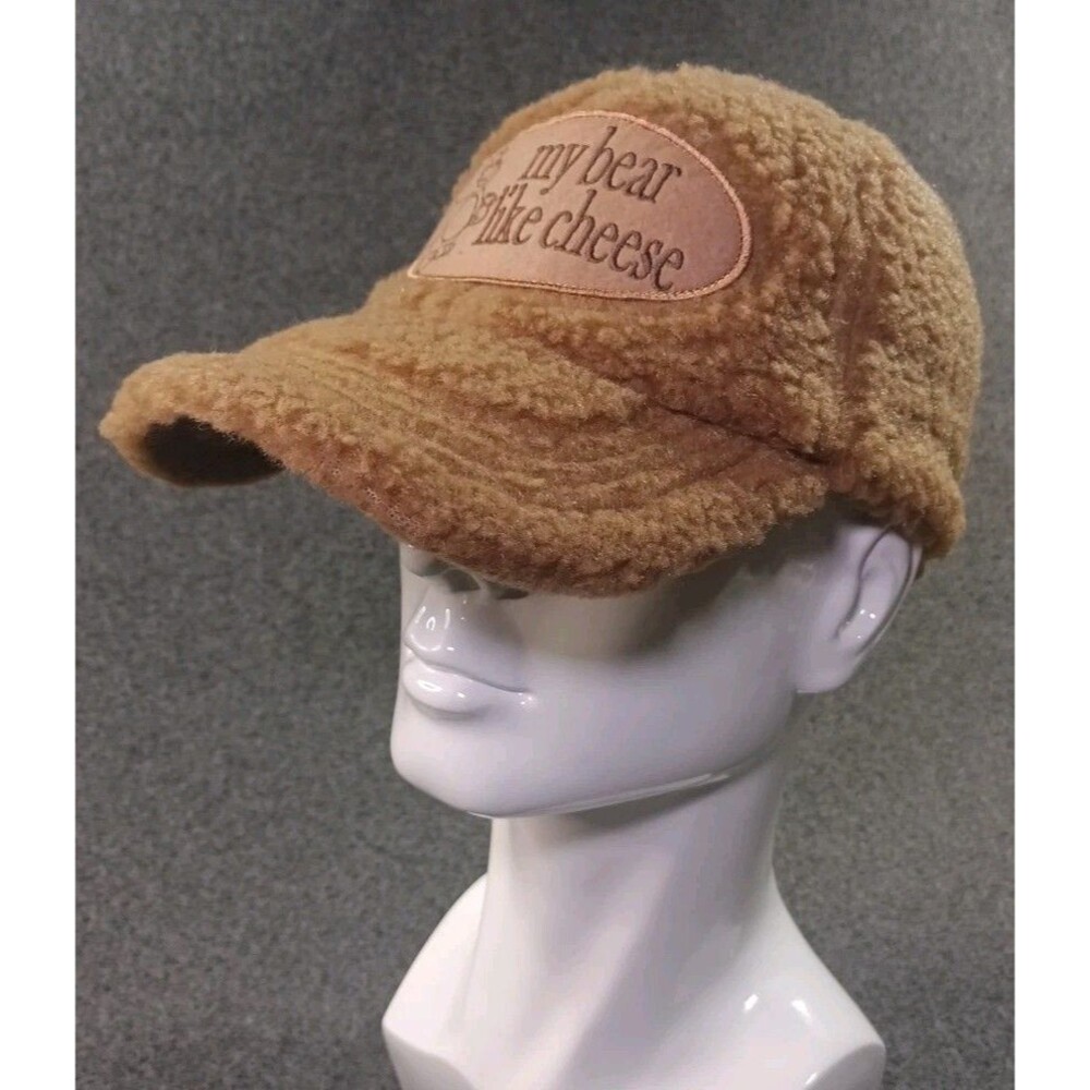 My Bear Like Cheese Sherpa Fleece Baseball Hat Cap Camel Brown Adjustable